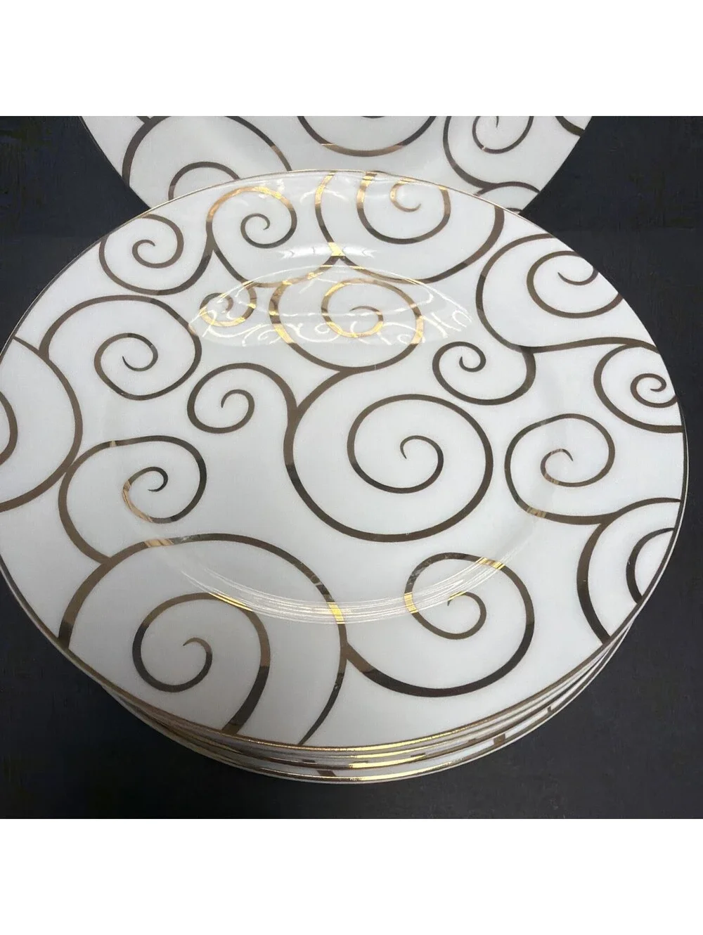 Pier One Gold Swirl Dessert Salad Plate 7 5/8” Retired Vintage Priced Each